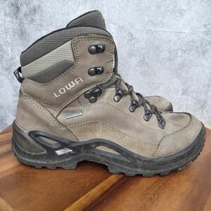 Lowa Renegade GTX Mid Hiking Boots Women's 7 Waterproof Stone Vibram Nubbuck